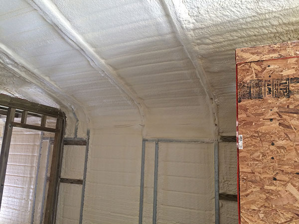 A garage after a spray foam installation by our insulation contractors.
