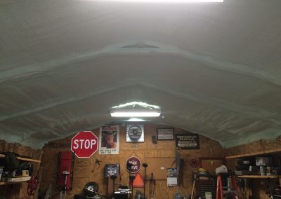 A local Richmond residential garage ceiling with spray foam insulation.