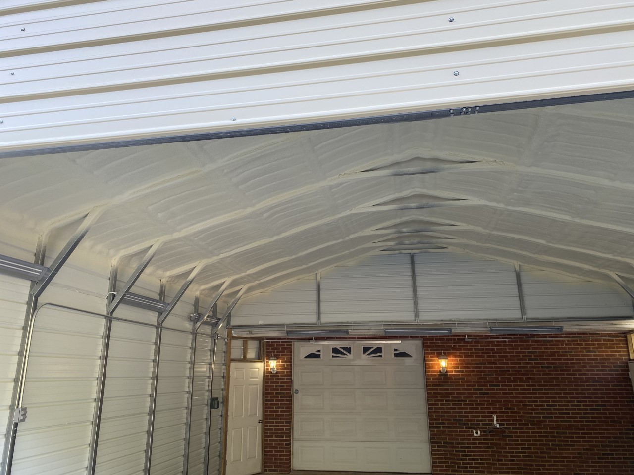 Spray foam insulation applied to a metal garage in richmond va