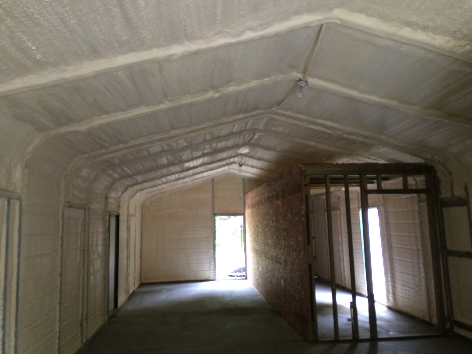 A commercial building with wall spray foam insulation.